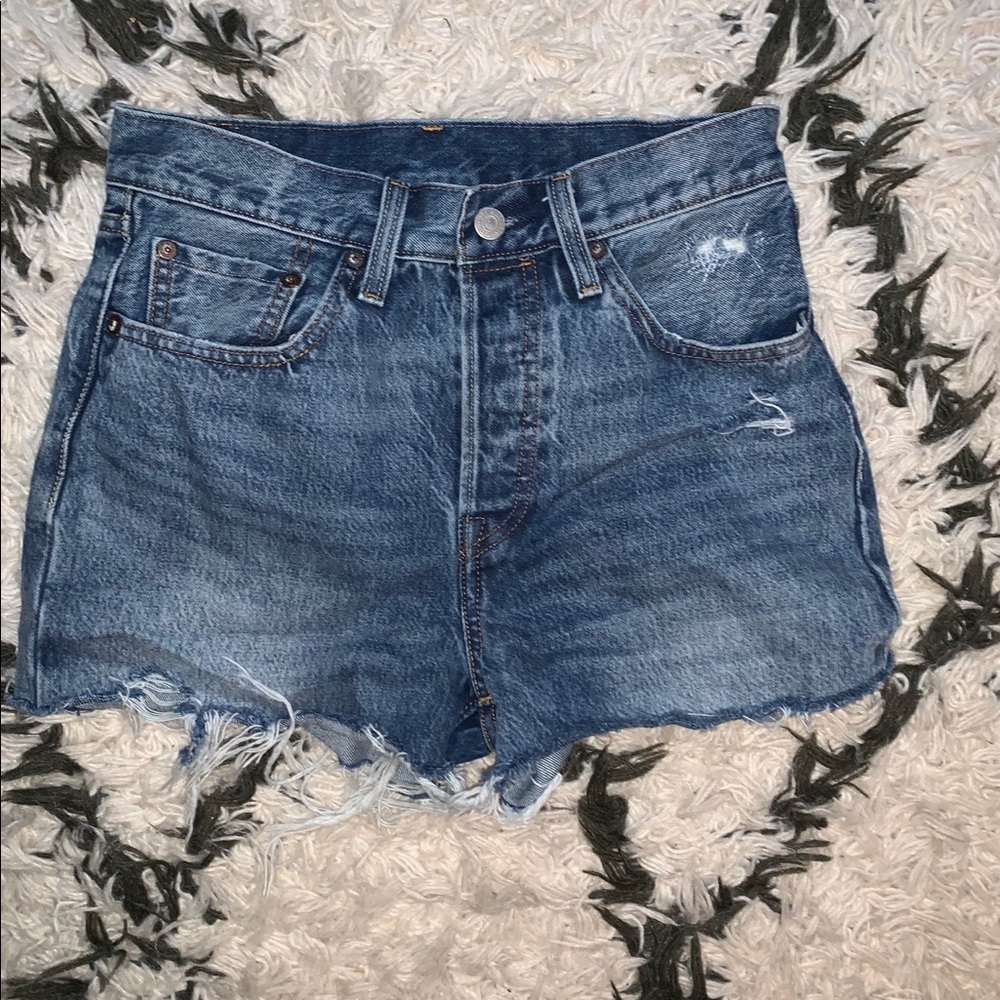 Levis High Shorts 26 Med Blue